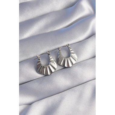 316L Çelik Gümüş Renk Kabartmalı Görünüm Küpe