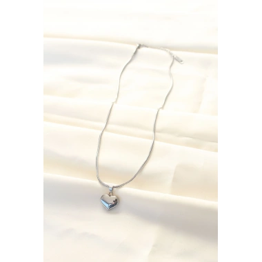 316L Çelik Gümüş Renk Kalp Kolye