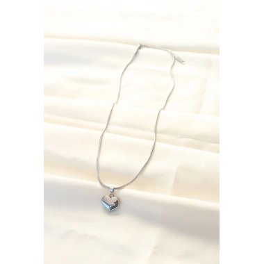 316L Çelik Gümüş Renk Kalp Kolye