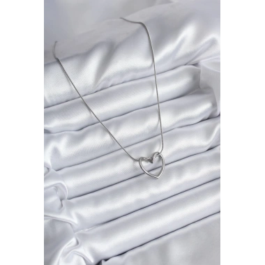 316L Çelik Gümüş Renk Kalp Model Kadın Kolye