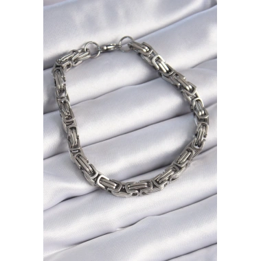 316L Çelik Gümüş Renk Kral Zincir Model Erkek Bileklik