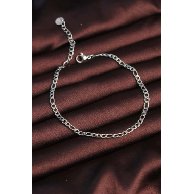 316L Çelik Gümüş Renk Kuş Gözü Erkek Zincir Bileklik