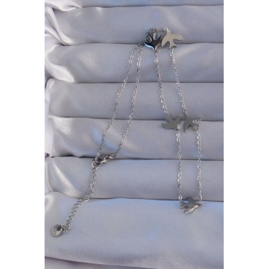 316L Çelik Gümüş Renk Kuş Model Kolye