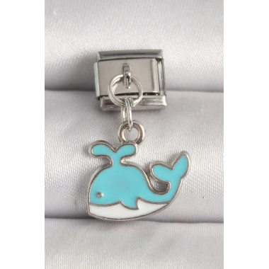 316L Çelik Gümüş Renk Mavi Balina Model Nomination Charm