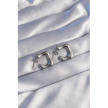 316L Çelik Gümüş Renk Minimal Bubble Küpe