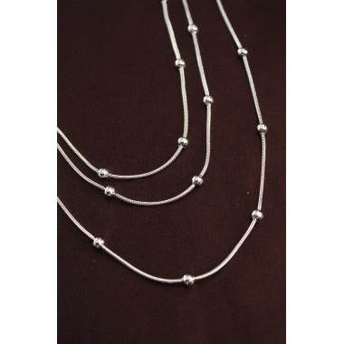 316L Çelik Gümüş Renk Minimal Topçuk Model Çoklu Kolye