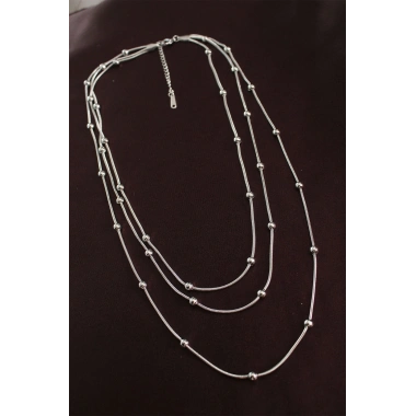 316L Çelik Gümüş Renk Minimal Topçuk Model Çoklu Kolye