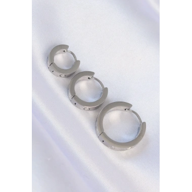 316L Çelik Gümüş Renk Model 3lü Halka Küpe
