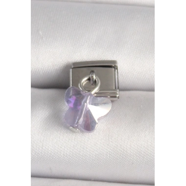 316L Çelik Gümüş Renk Mor Zirkon Taşlı Nomination Charm
