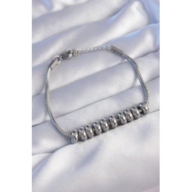 316L Çelik Gümüş Renk Oval Figürlü Bileklik