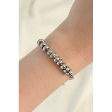 316L Çelik Gümüş Renk Oval Figürlü Bileklik