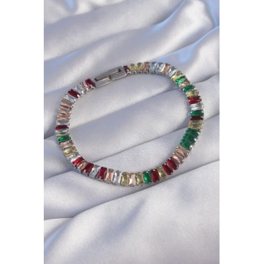 316L Çelik Gümüş Renk Renkli Su Yolu Tasarımlı Bileklik