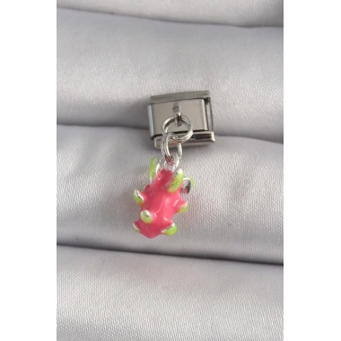 316L Çelik Gümüş Renk Sallantı Ejder Meyvesi Model Nomination Charm