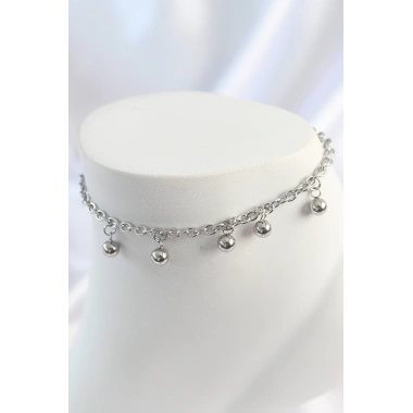 316L Çelik Gümüş Renk Sallantı Topçuk Zincir Model Kadın Halhal