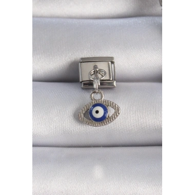 316L Çelik Gümüş Renk Sallantılı Göz Figür Nazar Boncuk Detay Nomination Charm