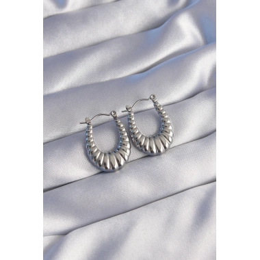 316L Çelik Gümüş Renk Uzun Baklava Görünümlü Küpe