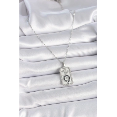 316L Çelik Gümüş Renk Zincir Akrep Burcu Zirkon Taşlı Kadın Kolye