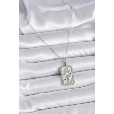 316L Çelik Gümüş Renk Zincir Aslan Burcu Zirkon Taşlı Kadın Kolye