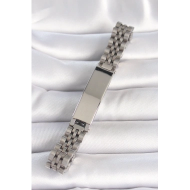 316L Çelik Gümüş Renk Zincir Künye Model Erkek Bileklik