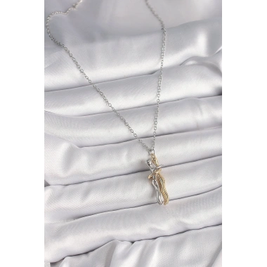 316L Çelik Gümüş Renk Zincir Sarılma Model Kadın Kolye