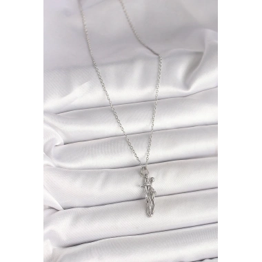 316L Çelik Gümüş Renk Zincir Sarılma Model Kadın Kolye