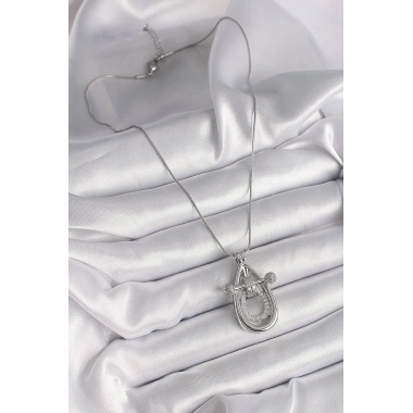 316L Çelik Gümüş Renk Zirkon Taşlı Damla Model Kadın Kolye