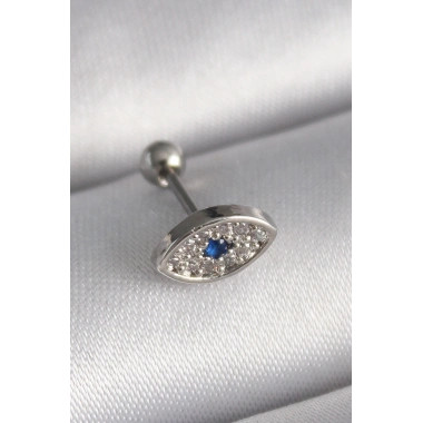 316L Çelik Gümüş Renk Zirkon Taşlı Göz Tragus Piercing