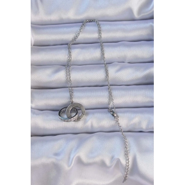 316L Çelik Gümüş Renk Zirkon Taşlı Kolye