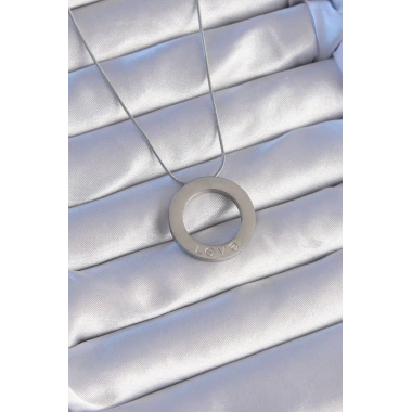 316L Çelik Gümüş Renk Zirkon Taşlı Model Kolye