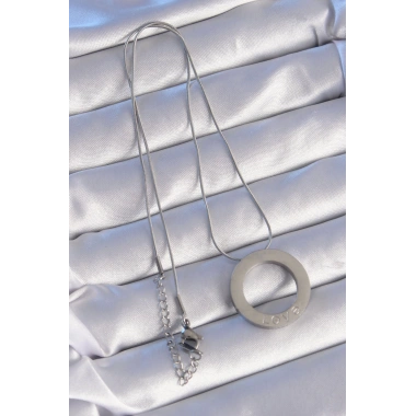 316L Çelik Gümüş Renk Zirkon Taşlı Model Kolye