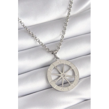 316L Çelik Gümüş Renk Zirkon Taşlı Rüya Kapanı Model İşeme Detay Kadın Kolye