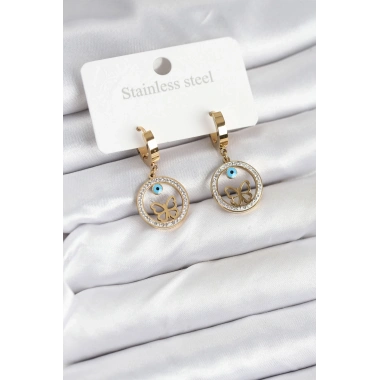 316L Çelik Halka Kelebek Kadın Küpe