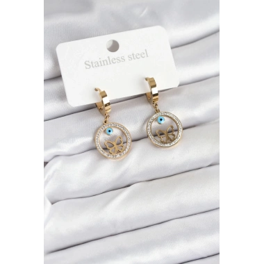 316L Çelik Halka Kelebek Kadın Küpe