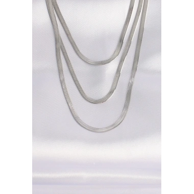 316L Çelik İtalyan Zincir Gümüş Renk Çoklu Kolye
