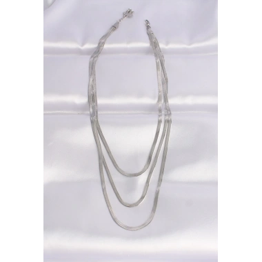 316L Çelik İtalyan Zincir Gümüş Renk Çoklu Kolye