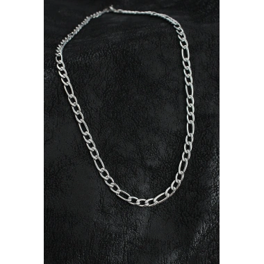 316L Çelik Kalın Figaro Zincir Model Gümüş Renk Erkek Kolye