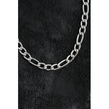 316L Çelik Kalın Figaro Zincir Model Gümüş Renk Erkek Kolye