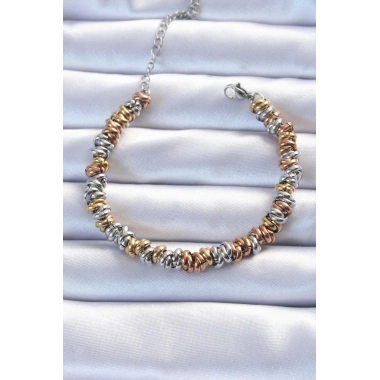 316L Çelik Karışık Renkli İç İçi Geçmeli Bombeli Bileklik