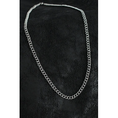 316L Çelik Klasik Oval Zincir Model Gümüş Renk Erkek Kolye