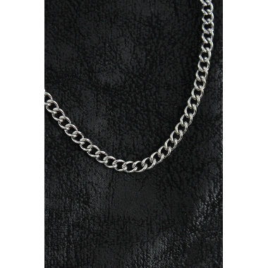 316L Çelik Klasik Oval Zincir Model Gümüş Renk Erkek Kolye