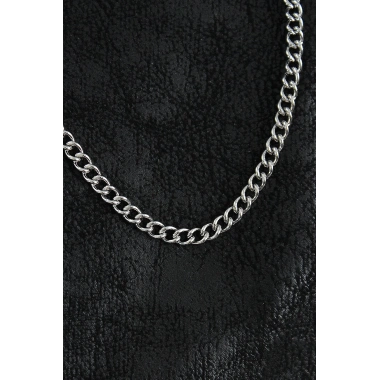 316L Çelik Klasik Oval Zincir Model Gümüş Renk Erkek Kolye