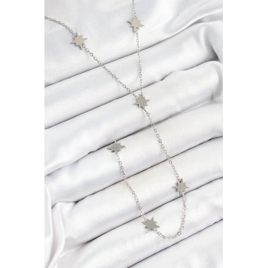 316L Çelik Kutup Yıldızı Figürlü Y Model Gümüş Renk Kadın Kolye