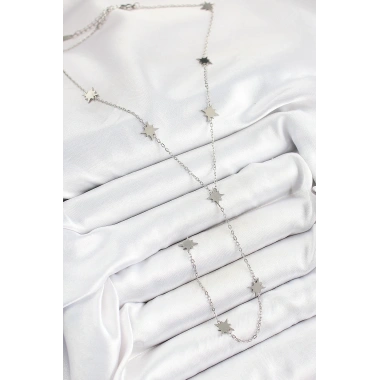 316L Çelik Kutup Yıldızı Figürlü Y Model Gümüş Renk Kadın Kolye