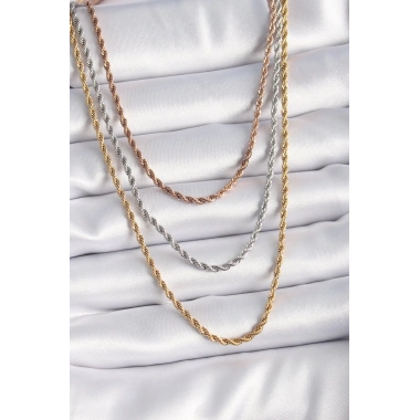 316L Çelik Mix Renk Burgu Zincir Model Kadın Kolye