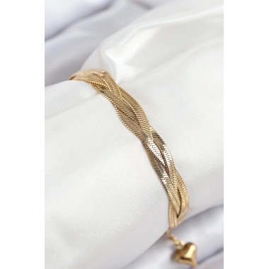 316L Çelik Örgü İtalyan Zincir Model Gold Renk Kadın Bileklik