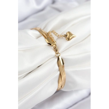 316L Çelik Örgü İtalyan Zincir Model Gold Renk Kadın Bileklik