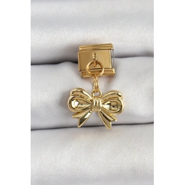 316L Çelik Sallantılı Fiyonk Model Gold Renk Nomination Charm