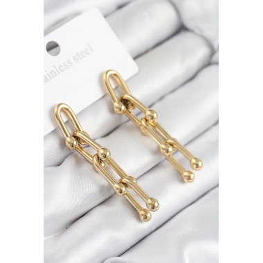 316L Çelik Sallantılı Tifany Model Gold Renk Kadın Küpe