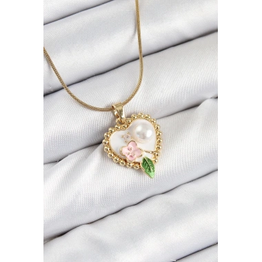 316L Çelik Sanatsal Portre Model Gold Renk Kadın Kolye