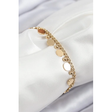 316L Çelik Sıralı Pul Model Gold Renk Kadın Bileklik